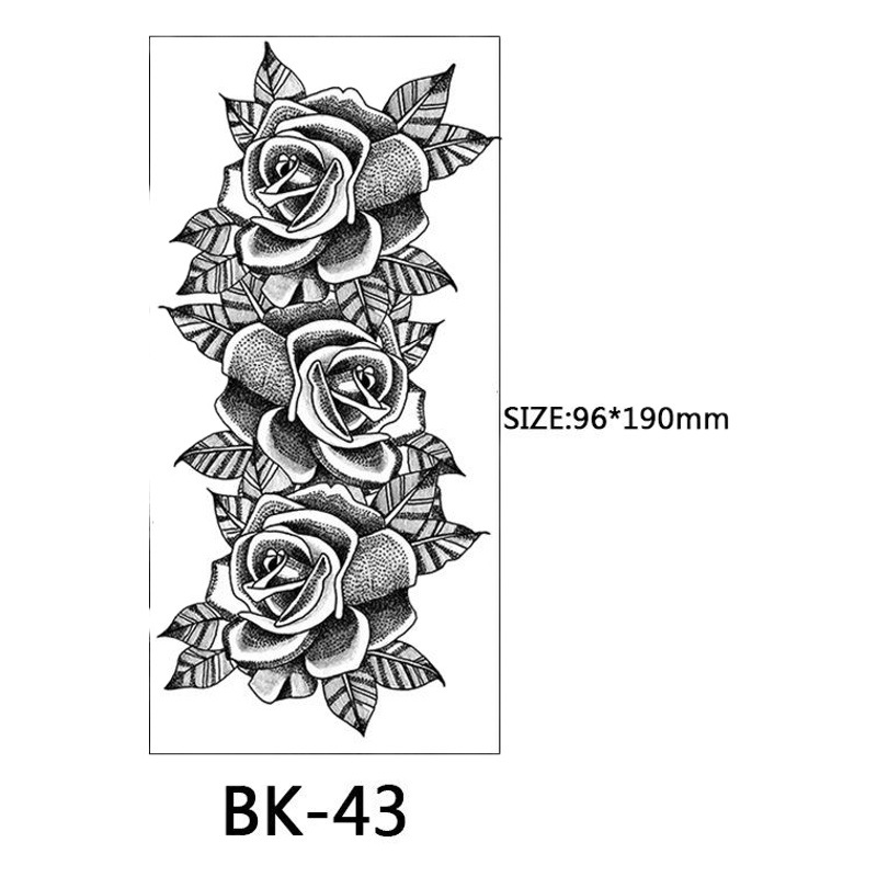 Picture of Cross-Border Supply of Sketch Flower Tattoo Stickers, Sketch Tattoo Stickers, Rose Flower Black and White Flower Tattoo