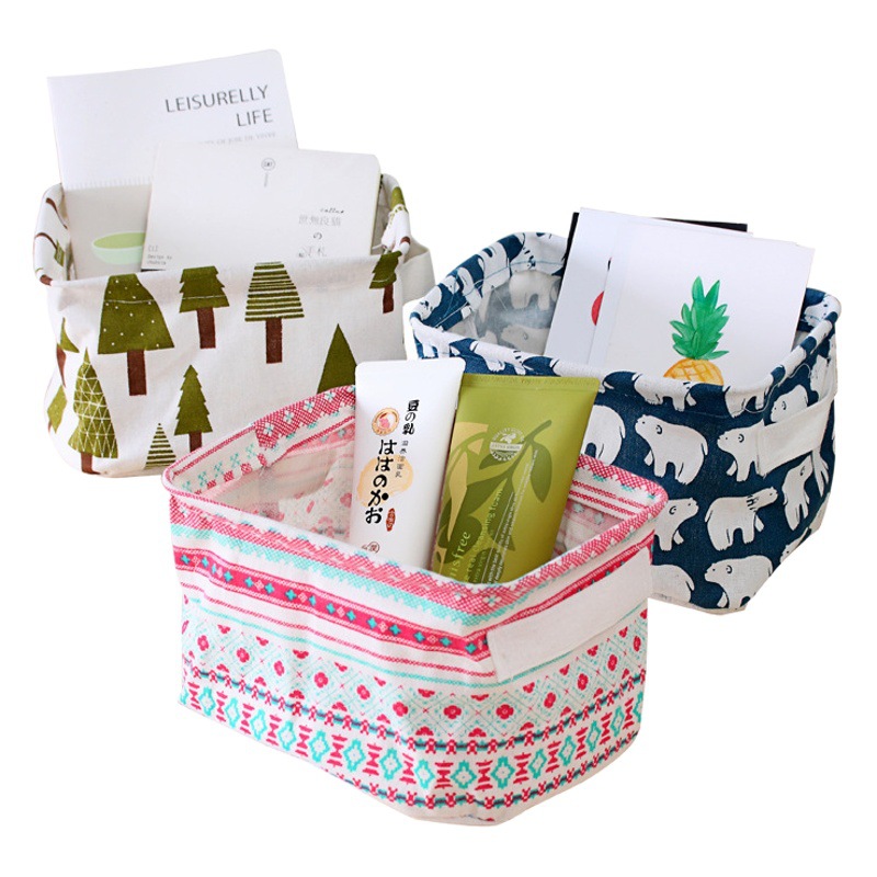 Pastoral Storage Sundries Storage Basket Storage Basket Fabric Organizing Box Cosmetic Storage Box Desktop