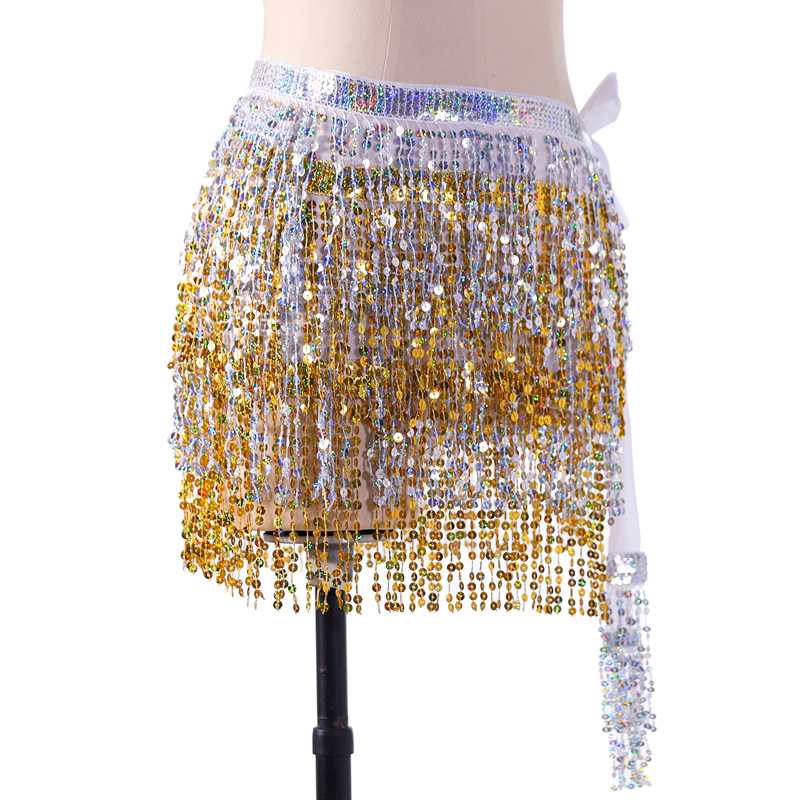 Picture of New belly dance beads waist chain 4 sequins hip towel tassel waist belt dance performance can be a generation of hair