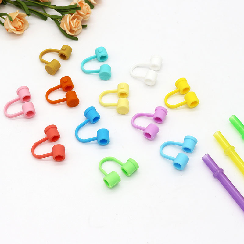 Cute style 8mm silicone straw cap macaron dust cap reusable straw cover in stock wholesale