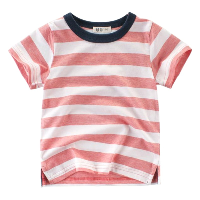 Korean version of children's clothing summer new boys short sleeve T-shirt trendy summer baby striped half sleeve children's clothing wholesale