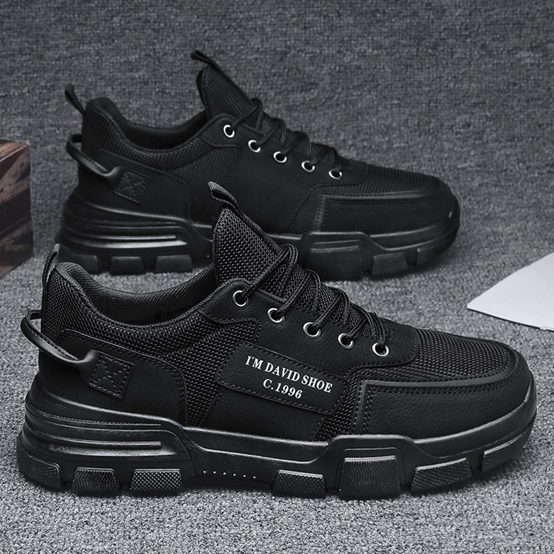 Men's Shoes Waterproof and Non-Slip Construction Site Work Wear-Resistant Black Sneakers Trendy Sports Casual Breathable Autumn Labor Protection Trendy Shoes