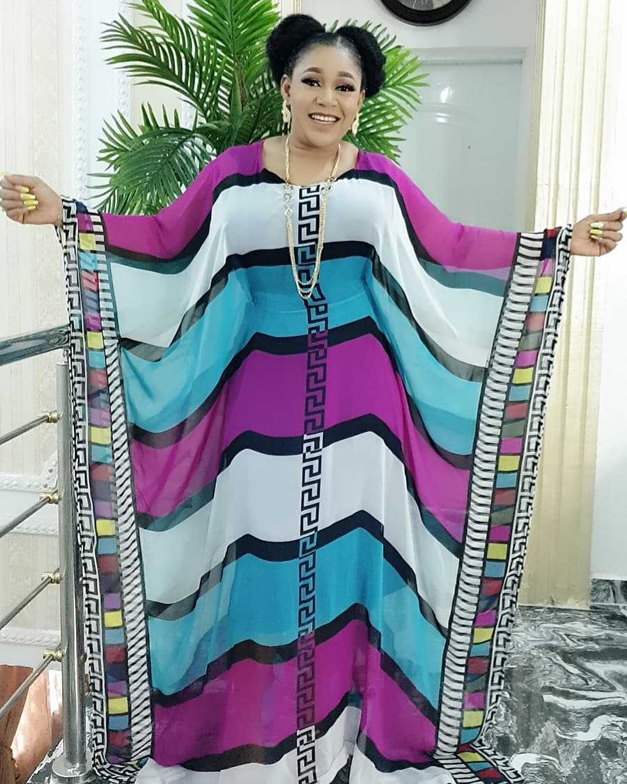 Picture of African women's robe large size dress cross-border large size dress Pearl chiffon digital printing + long inner skirt