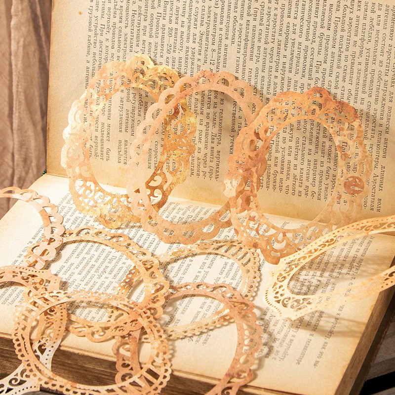 Picture of Good Day Material Paper Time Lovers Series Hollow Lace Frame Material Decorative Base Stickers 6 Types