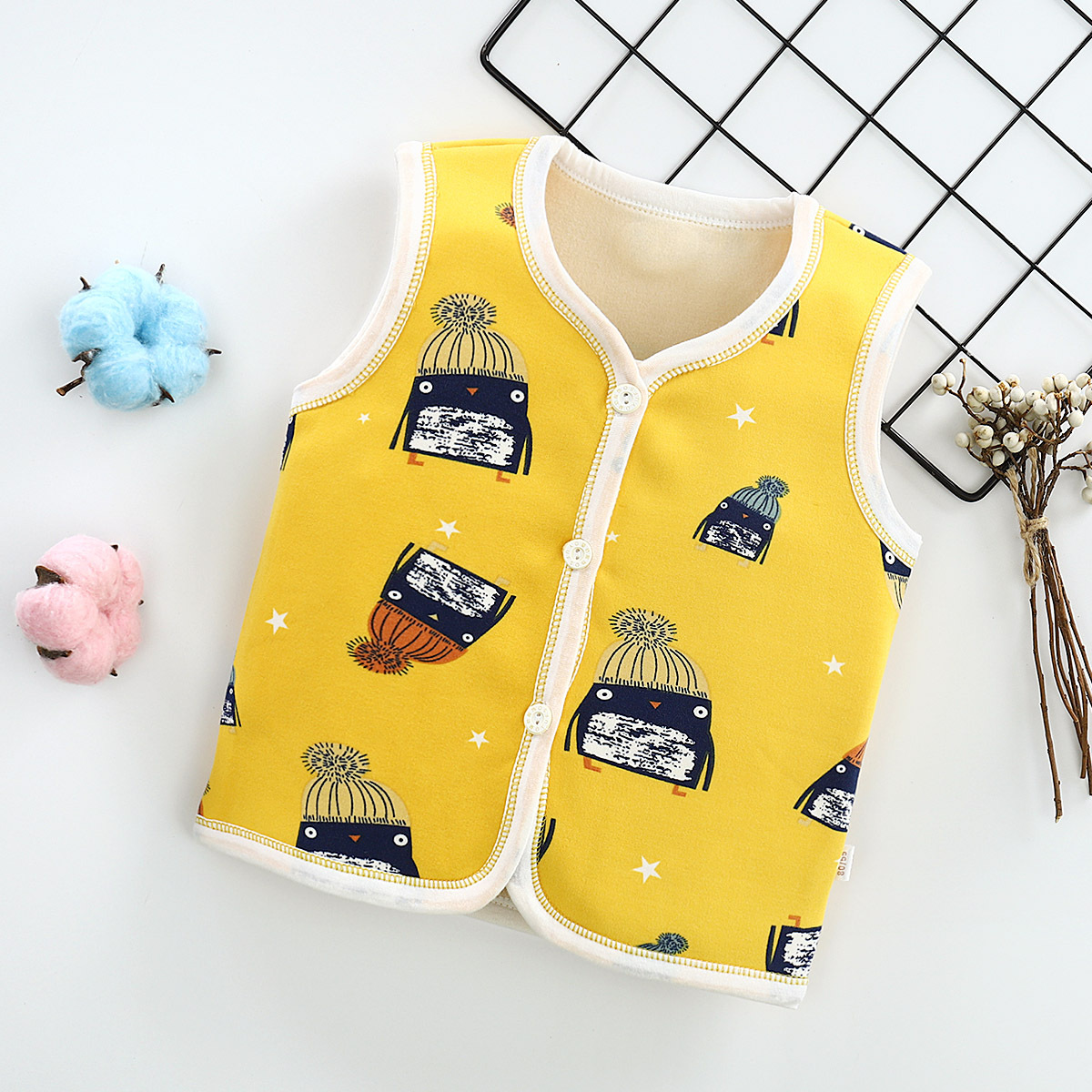 Picture of Spring New Children's Velvet Vest Baby Thickened Vest Cardigan Warm Waistcoat Baby Bottoming Top