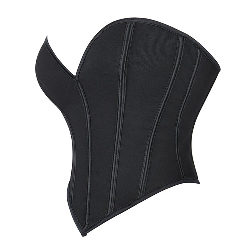 Picture of Black Matte Pattern Tube Top for Women, Sexy Palace Top, Cute Heart-Shaped Tube Top Corset, Off-Shoulder Shapewear