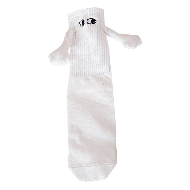 Holding Hands Socks for Couples, Magnetic Handles, Cute Holding Feet, Pure Cotton, Automatic, Can Be Attached to the Magnet, Mid-Tube
