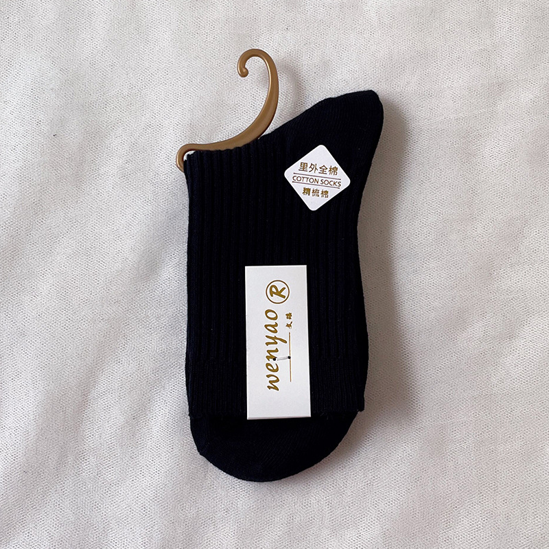 Picture of Double-Needle Socks Pure Cotton Men's Socks Mid-Calf Socks Men's Spring and Autumn Deodorant Sweat-Absorbent Warm Men's Cotton Socks Zhuji Pure Cotton Wholesale