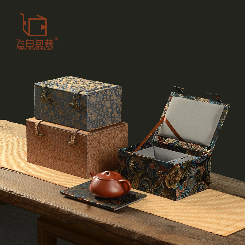 Pot lid sub-packing box set purple clay pot porcelain fair cup separate packaging brocade box jade pottery jar companion gift gift box