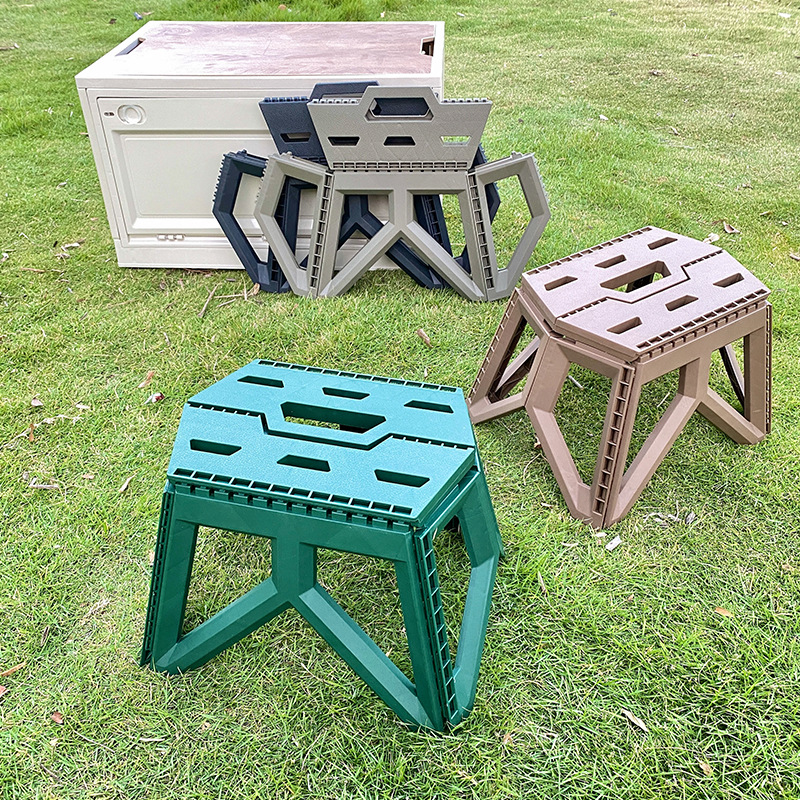 Folding Stool Portable Household Plastic Small Stool Outdoor Fishing Camping Style Mazar Stool Stall Kidsren's Small Bench