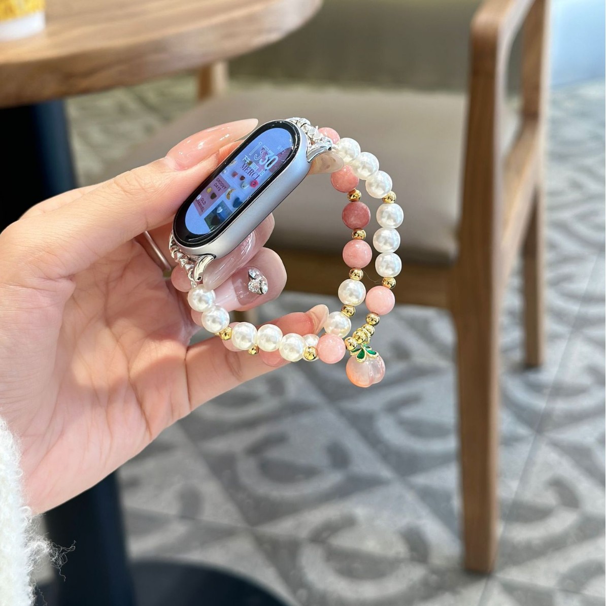 For millet bracelet 9/8 strap new Chinese elastic pearl beaded wristband NFC version 5/6/7 sports strap