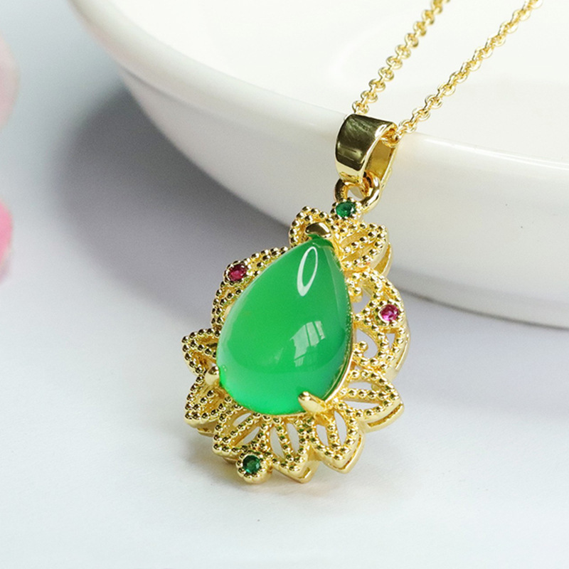 Picture of Xinyu Ice King Green Chalcedony Pendant Agate Necklace National Tide Jewelry Factory Wholesale MN4012302
