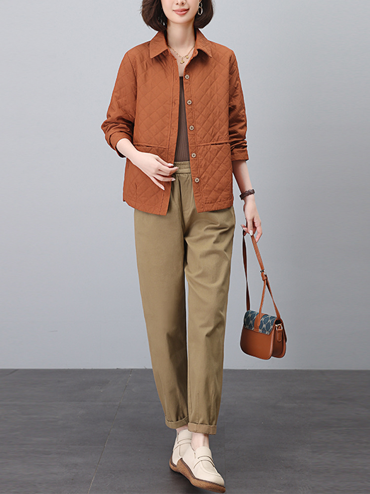 Women's Autumn 2024 New Early Autumn Thin Cotton-padded Early Autumn Age-reducing Beautiful Foreign-style Mother Two-piece Set