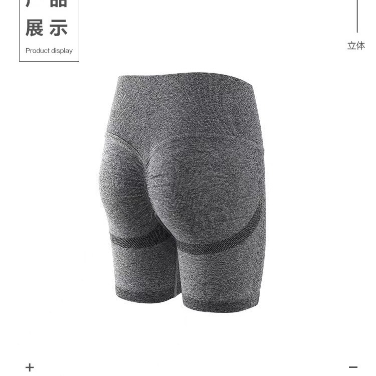 Picture of Yoga Shorts Cross-border Smiley Fitness Five-point High Waist Breathable Elastic Peach Hip Tight Quick-drying Yoga Pants for Women