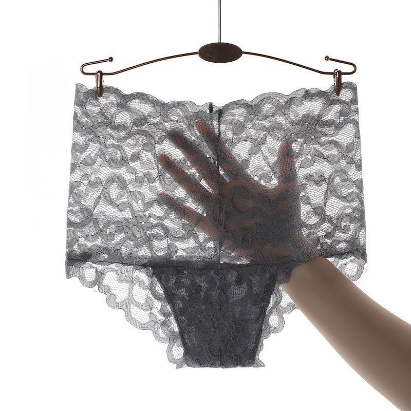 Picture of Cross-border sexy lace underwear women's high waist ultra-thin perspective mesh bottoms plus size women's chubby girl cotton briefs