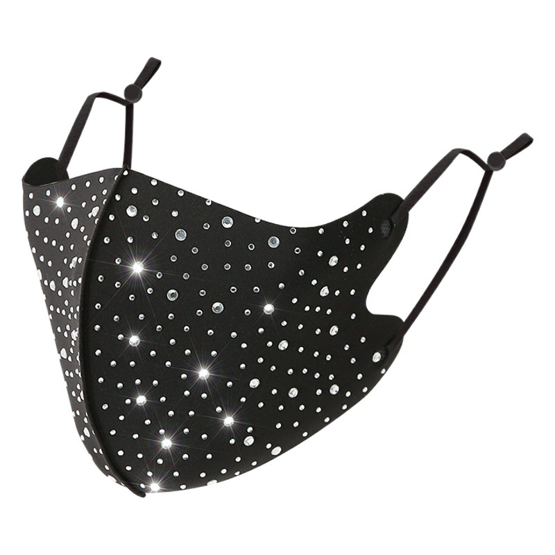 Full Rhinestone Mask for Women, Washable Cloth Mask, Sun Protection, Breathable Face Mask, Cross-Border Windproof and Warm Mask