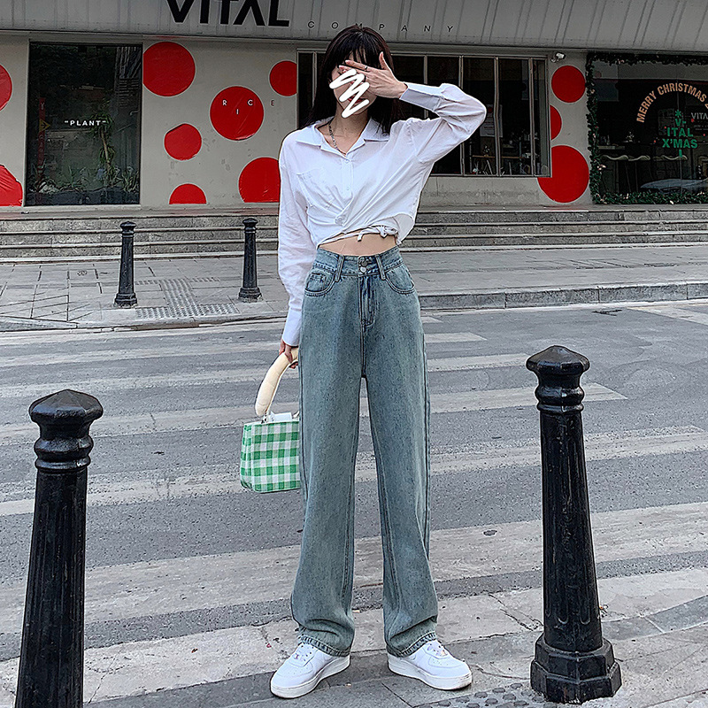 High Waist Jeans Women's Straight Loose Spring Western Style 2023 New Popular All-match Slim-fit Pants