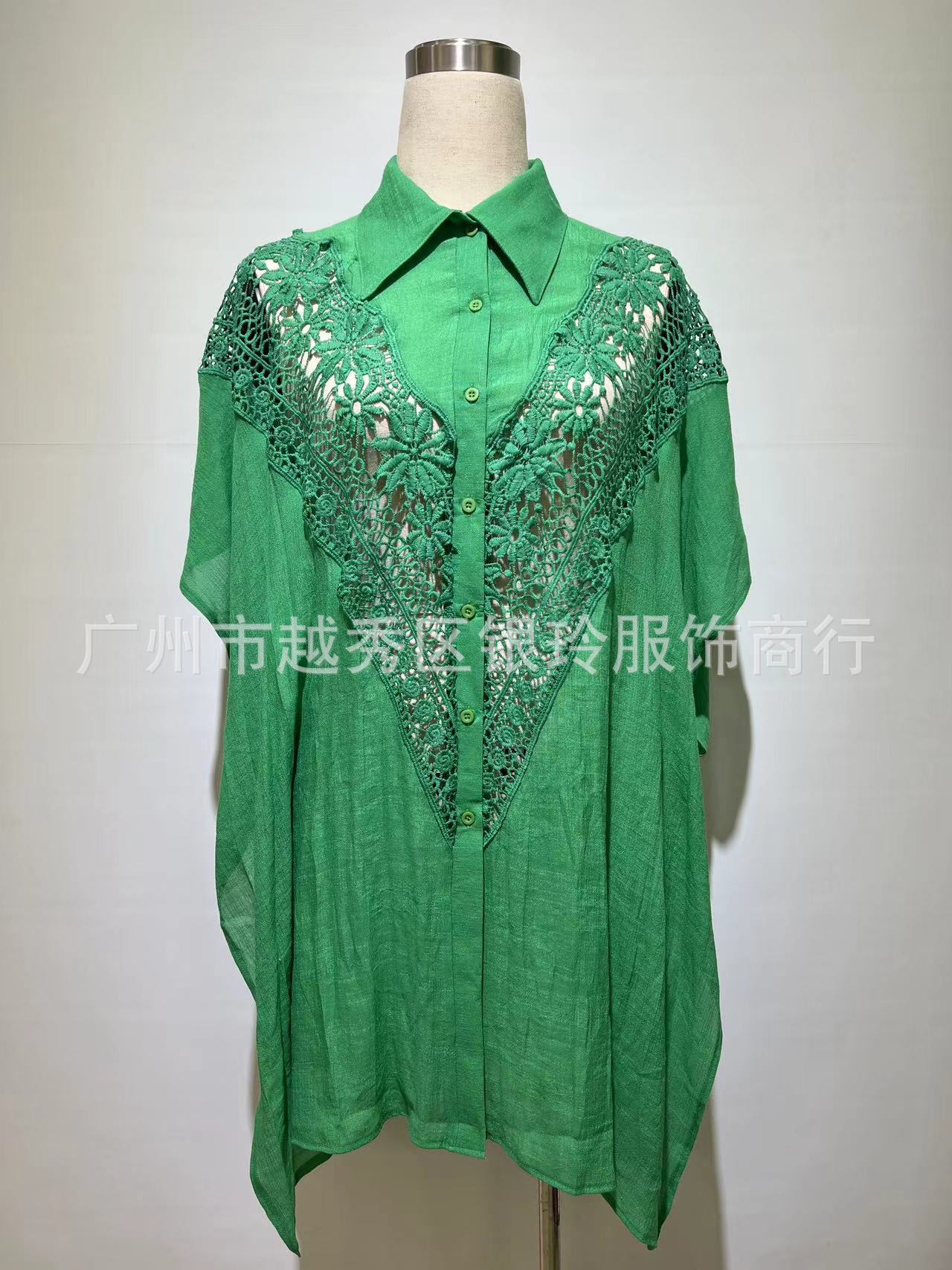 Picture of European and American Bohemian Style Hand Hook Stitching Slub Cloth Beach Swimsuit Hollow Knitted Blouse Bikini Sunscreen