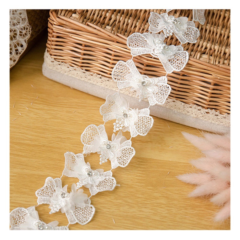 embroidery lace bow lace garment accessories diy curtain neckline sleeve edge fabric decoration width 7.5CM