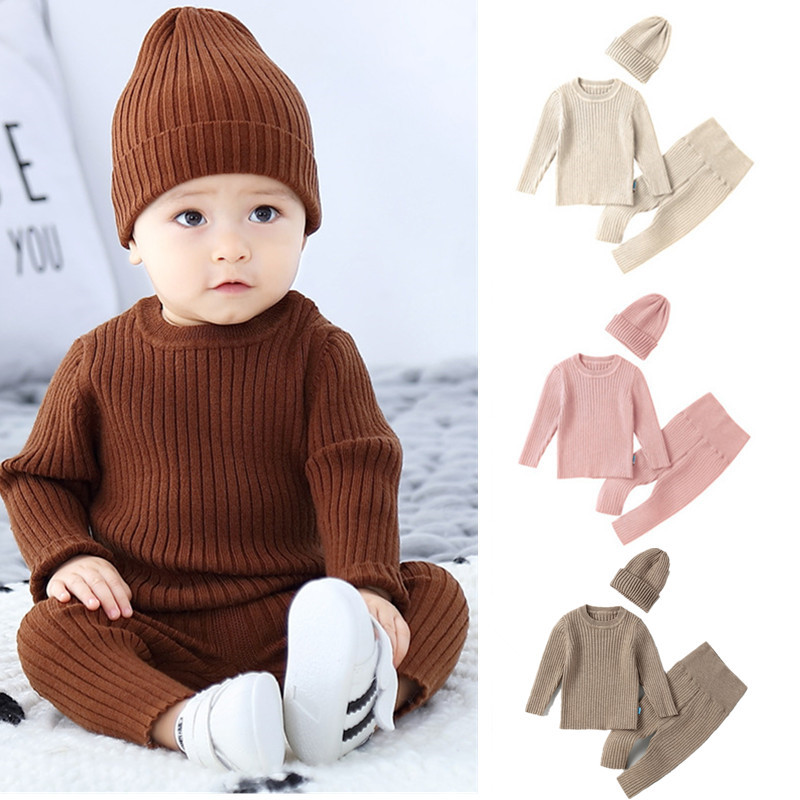 Picture of Baby's Knitted Sweater Three-Piece Set Baby's Sweater Warm Suit Base Bottoming Baby's Bottoming Sweater Pants Autumn and Winter