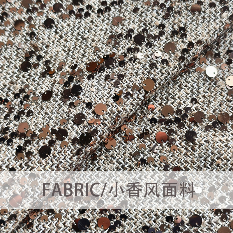 Picture of Coarse Floral Small Fragrance Style Large and Small Beads Sequin Embroidered Fabric Autumn and Winter Girls' Clothing Jackets Bags Shoe Materials Hat Fabrics