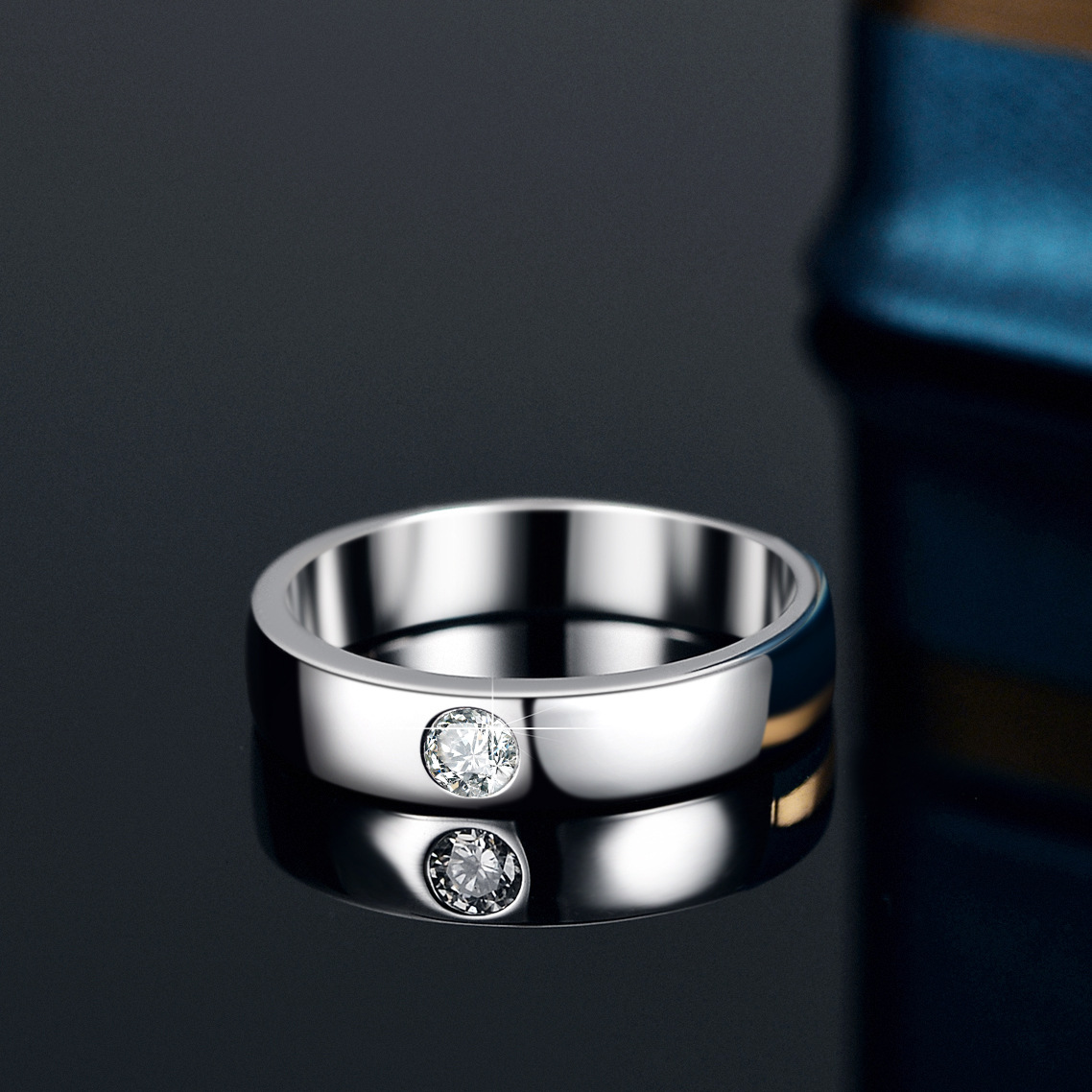 Picture of S925 Silver Ring Moissanite Moissanite Men's Ring European and American Straight Row Men's Ring Cross-Border
