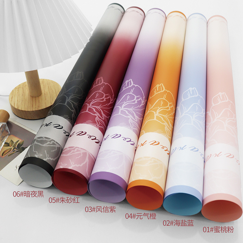 Huaxi Love Fusion Factory Wholesale Flowers Waterproof Wrapping Paper Gradient High Sense Flower Shop Flower Wrapping Paper