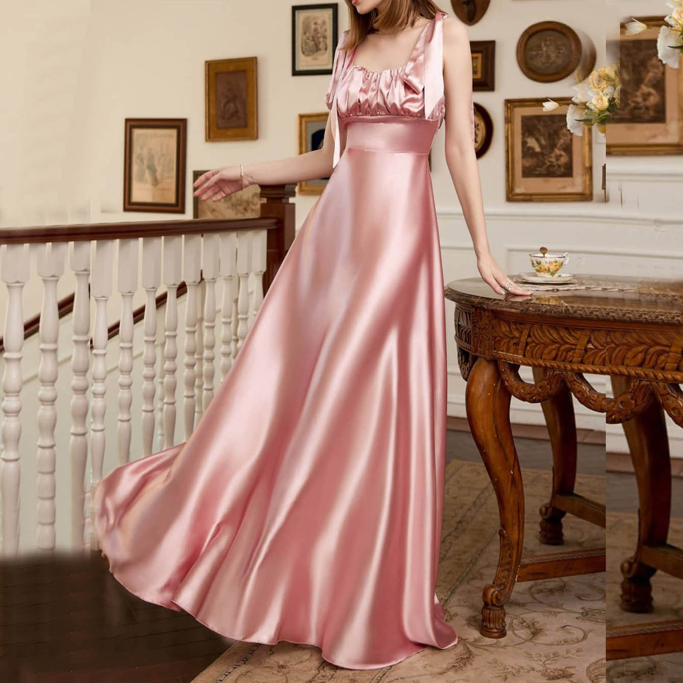 Temperament Sleeveless Evening Dress High-End Pure Color High Waist Suspender Bridesmaid Dress