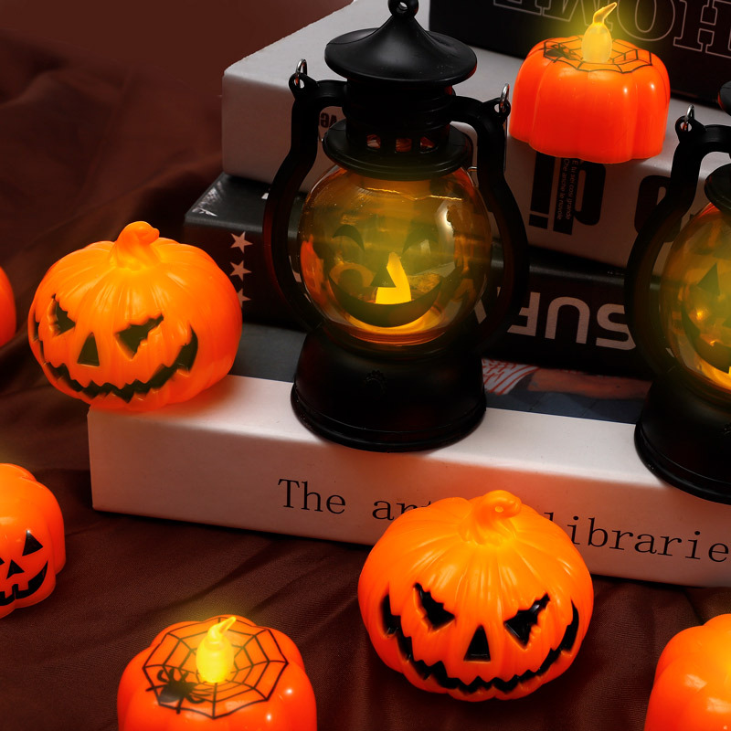 Halloween Pumpkin Decorative Lamp Portable Arrangement Lamp Pumpkin Lantern bouquet Packaging Material Handmade DIY Ghostface Pumpkin