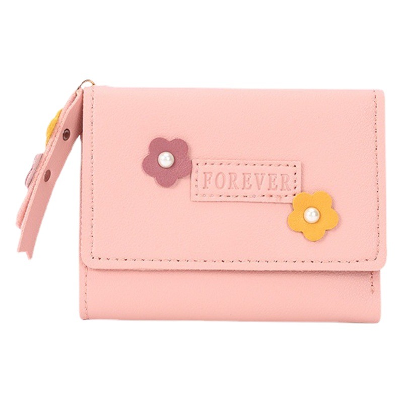 2025 New Cute Flower Women's Small Wallet Short Japanese and Korean Casual 70% off Student Coin Purse Card Holder Wallet