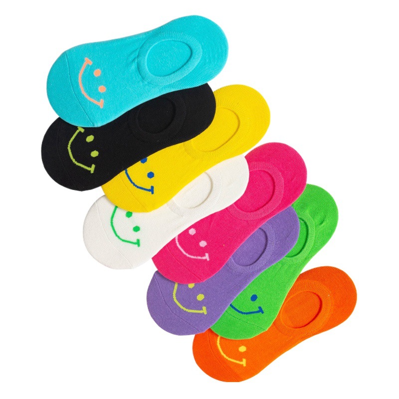 isku socks women's boat socks invisible socks summer thin shallow mouth non-slip breathable short socks smiley face ins tide does not fall off