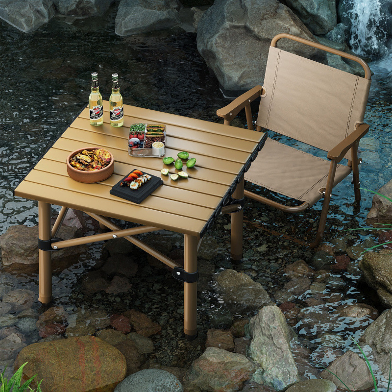 Folding table portable outdoor camping table and chair combination picnic table egg roll table barbecue table for night market stall table