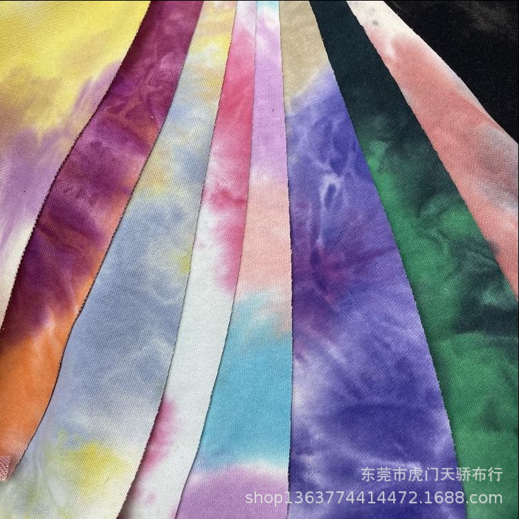 Autumn and winter sweater tie-dyed printed 320g cotton sweater tie-dyed printed autumn and winter casual sweater fabric