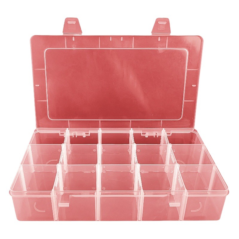 Removable large 15-compartment clamshell storage box screw parts hardware tool sorting box Lego toy transparent storage box