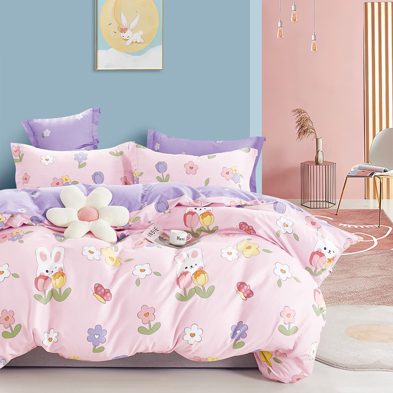Picture of Twill cotton 40 cartoon printing wide bedding four-piece fabric cotton bed sheet bear fabric