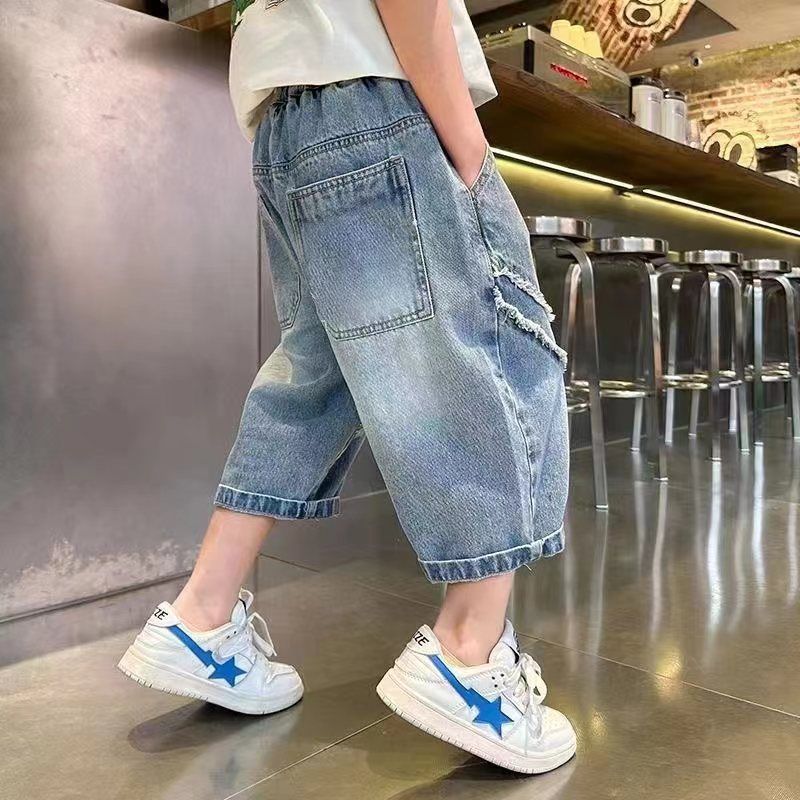 Picture of Boys Jeans Shorts Summer Children's Foreign Trade Personalized 2025 Casual Pants Boys Pants Capri Pants Summer Thin