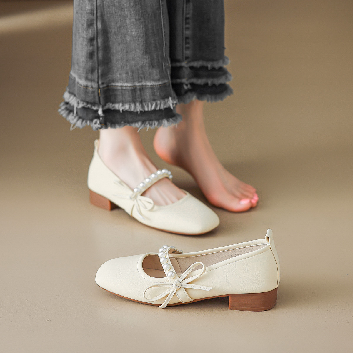Vintage Soft Leather Mary Jane Women's 2024 Spring New Elegant Gentle Style French Style Beans Shoes Flat Comfortable Single-layer Shoes