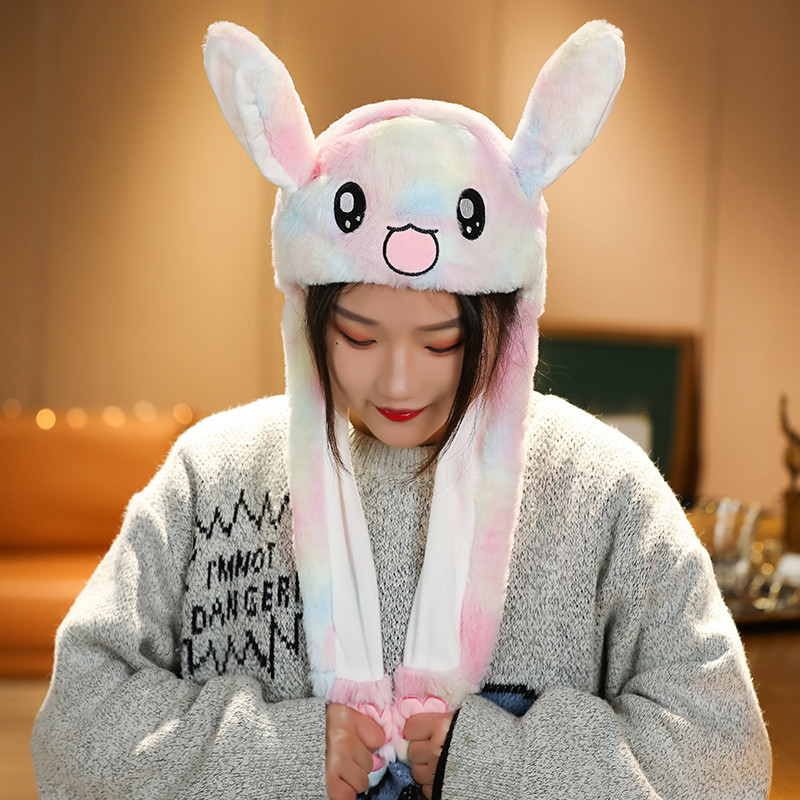 Shake the sound of the hat ears can move the rabbit hat airbag hat Halloween Christmas hat luminous rabbit hat annual gift