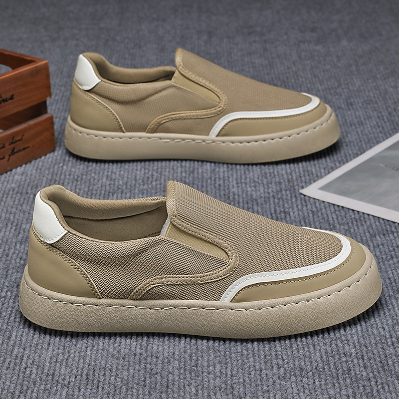 Old Beijing Oxford Cloth Shoes Men's Spring and Summer Breathable Lightweight Lazy Slip-on Men's Shoes Fashionable Ultra-light Slab Shoes Black