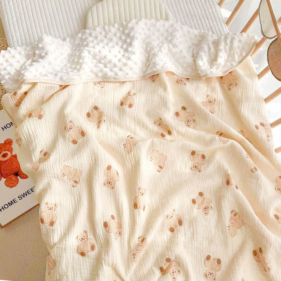 Picture of Bean Blanket Baby Quilt Summer Thin Gauze Air-conditioning Quilt Wholesale Children's Cotton Wrinkle Baby Blanket for Hair