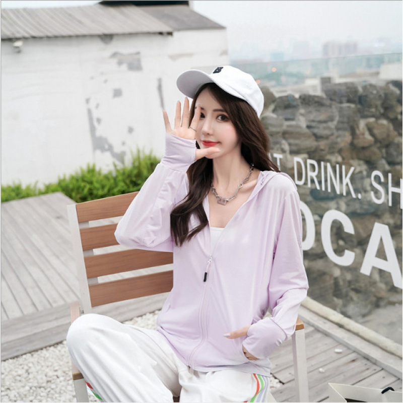 Picture of Ice Silk Sun Protection Clothing Women's Summer Thin UV Protection All-match Sun Protection Clothing Loose Sports Outdoor Hooded Coat Women