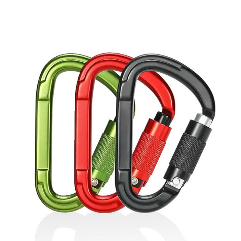 Picture of Aluminum magnesium alloy pear-shaped automatic main lock 25KN rock climbing mountaineering buckle automatic main lock D-shaped aviation aluminum alloy mountaineering