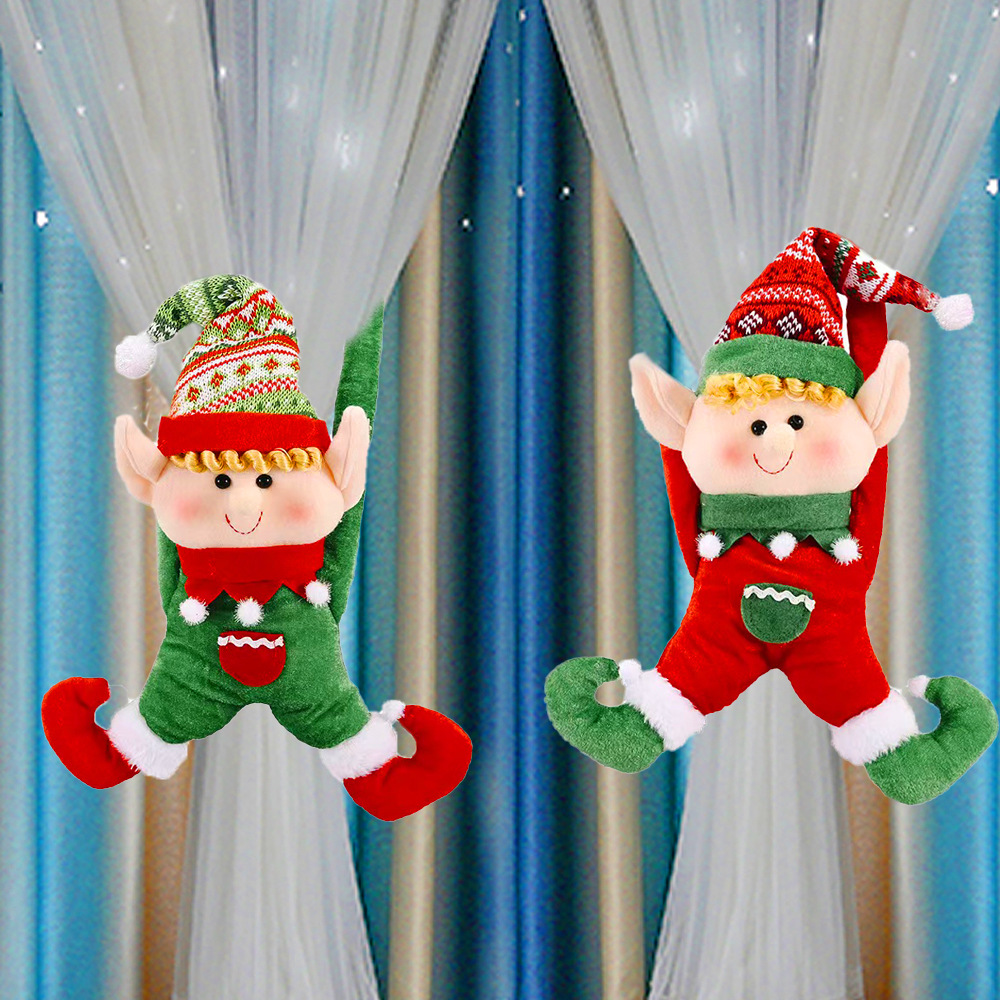 Mingguan Christmas cartoon elf curtain buckle doll door curtain buckle Christmas tree pendant creative door hanging home decoration