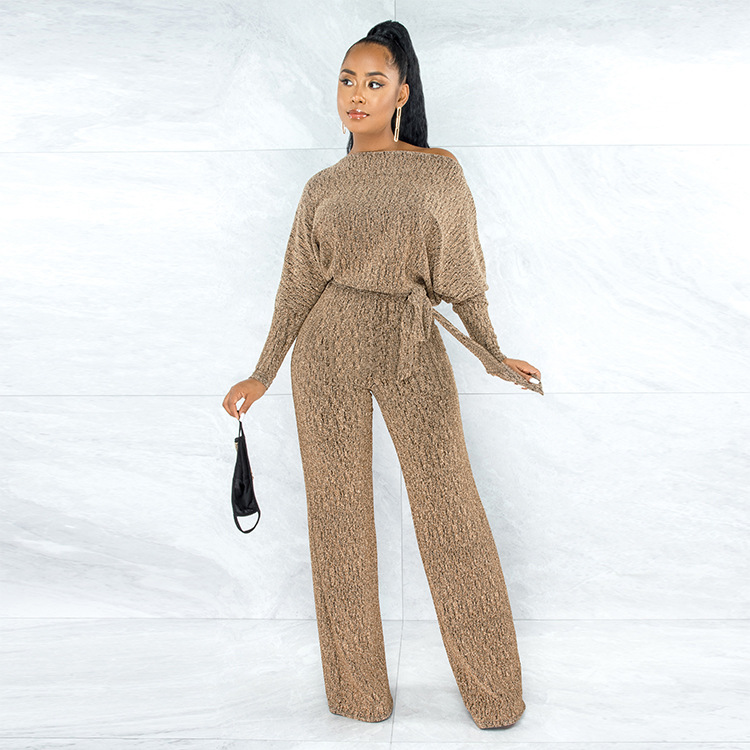 Picture of 2022 cross-border women's clothing spring European and American explosions high elastic loose jumpsuit belt without mask super factory