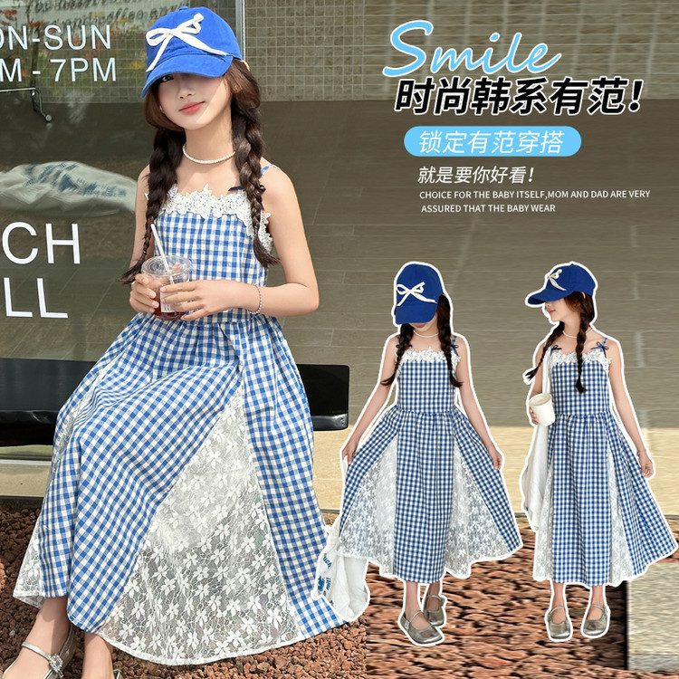 Cross-border Children's dress Summer 2025 Girls' Western-style Sling Paid Skirt Big Children's Princess Skirt Summer Dress Beach Skirt