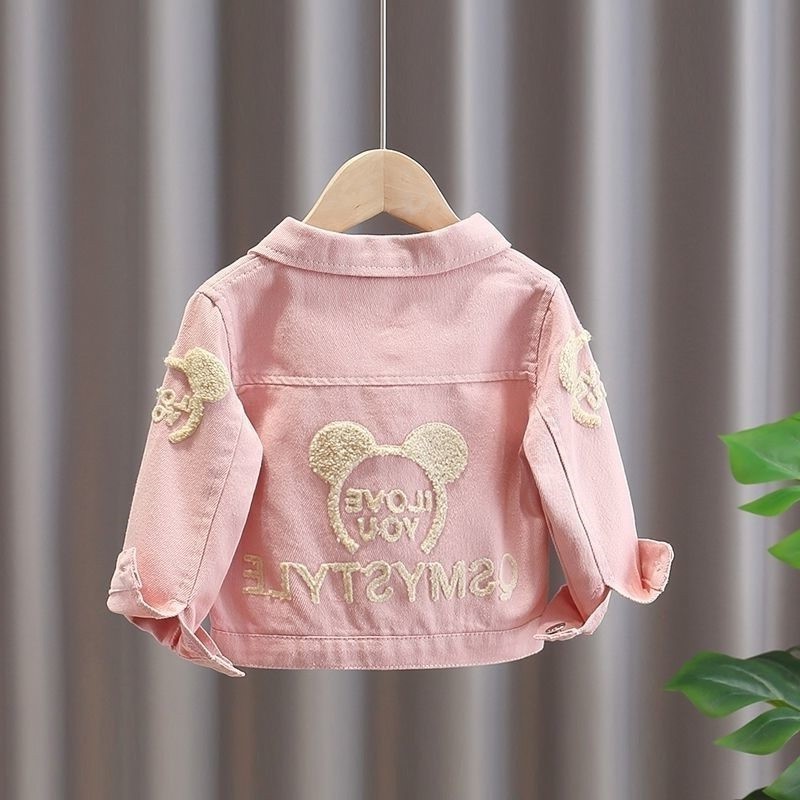 Picture of Girls' Denim Jacket Korean Version with Three-Dimensional Fleece Appliqué Cardigan Jacket in Stock, Available for Wholesale, Cute, Fashionable, and Versatile