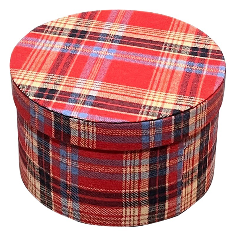 Changyi wholesale Christmas round gift box small fragrant style plaid flannel apple bouquet fruit flower bag flower box