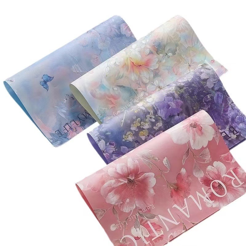 Picture of Sicilian Oil Painting Wrapping Paper, Net Red Flower Paper, High-End Flower Series Flower Packaging Material Wrapping Paper