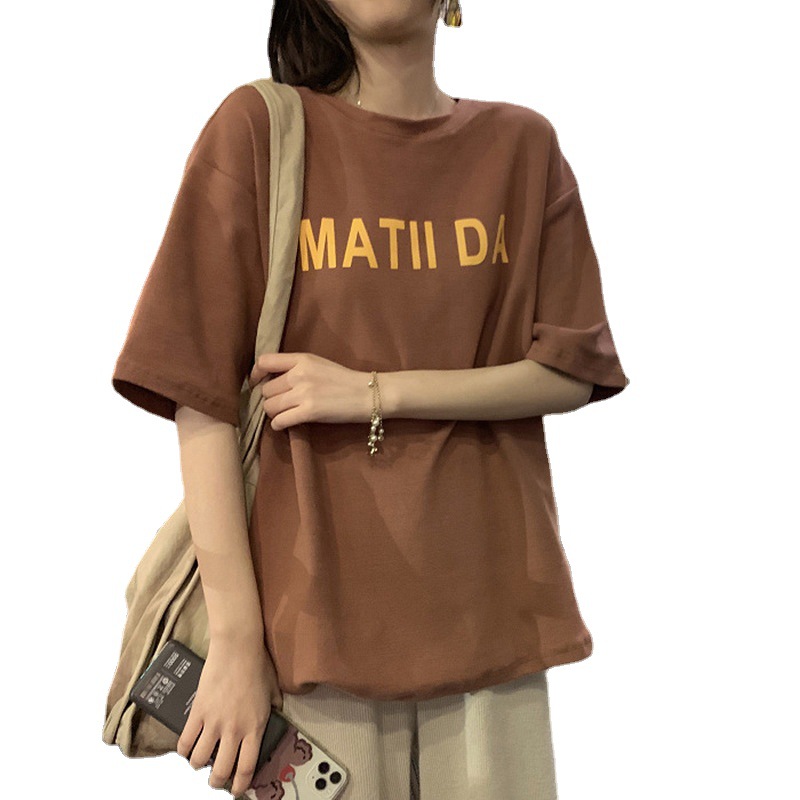 Picture of Summer Korean Women's Clothing New Letter Short-Sleeved T-Shirt Women's Loose Student Bottoming Shirt Top Clothing Supply Wholesale