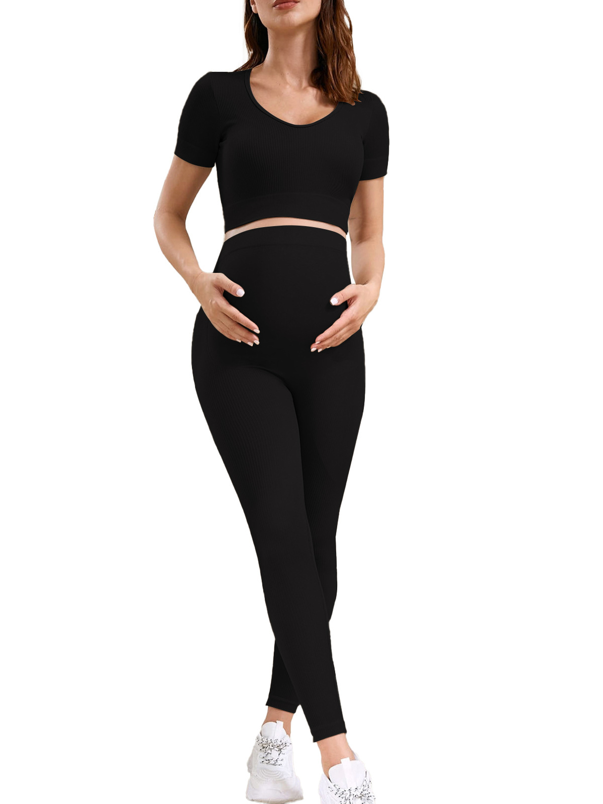 Picture of Fashion Hot Mom Pregnant Women's suit Women's Tight-Fit Comfortable Yoga Clothes Abdominal Pants Base Wearing Outer Wearing Hip Lifting
